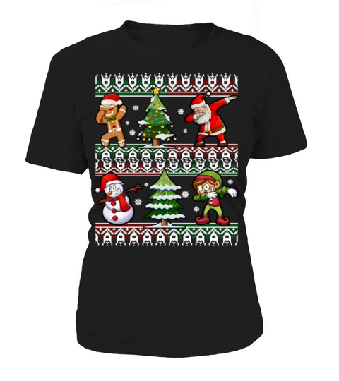 Dabbing Santa Elf Snowman Gingerbread Christmas Women's T-Shirt