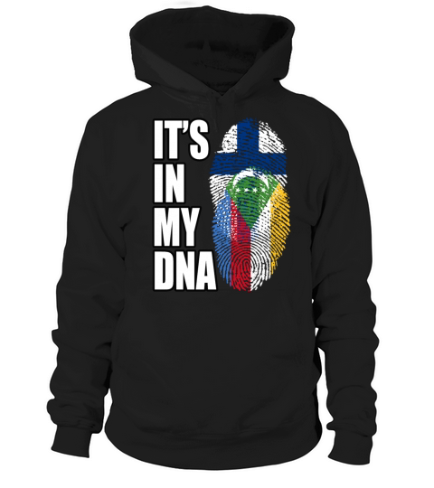 Finland And Comoran Mix Heritage DNA Flag Hoodie Unisex