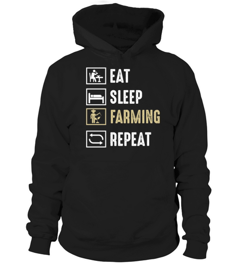 Funny Quote Eat Sleep Farming Repeat Hoodie Unisex
