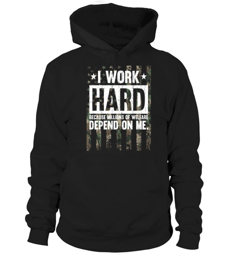 I Work Hard Camo American Flag Veteran Military Hoodie Unisex
