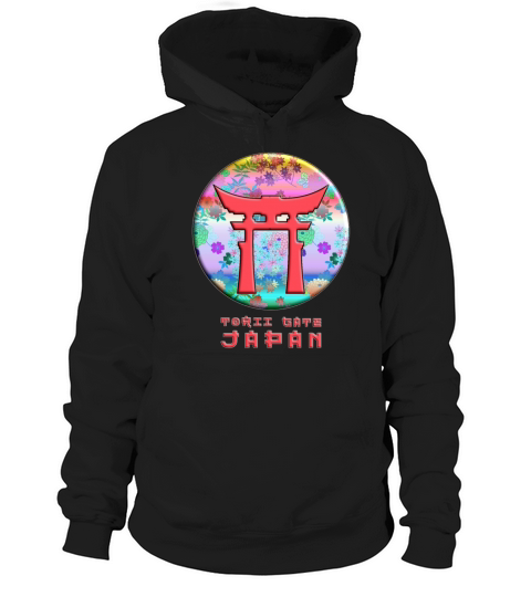 Torii Gate Shinto Japan Asian Floral Pattern Hoodie Unisex