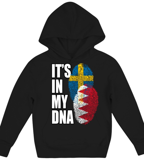 Bahraini And Swedish Mix Heritage DNA Flag Kids Hoodie