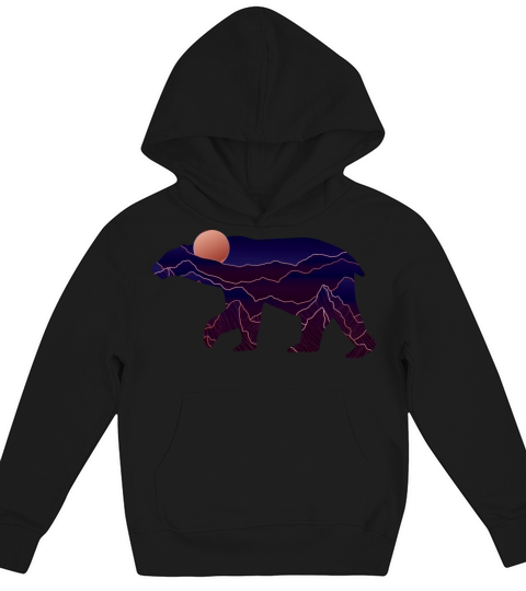 Bear With Abstract Mountain Kids Hoodie