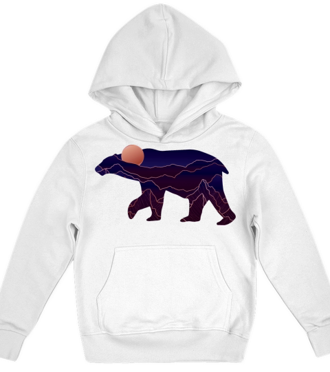 Bear With Abstract Mountain Kids Hoodie