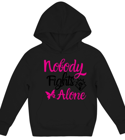 Breast Cancer Awareness Nobody Fights Alone Kids Hoodie