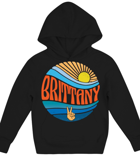 Brittany Shirt Vintage Sunset Brittany Groovy Tie Kids Hoodie