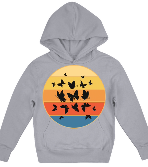 Cute Butterfly Retro Sunset Vintage Animal Insect Kids Hoodie