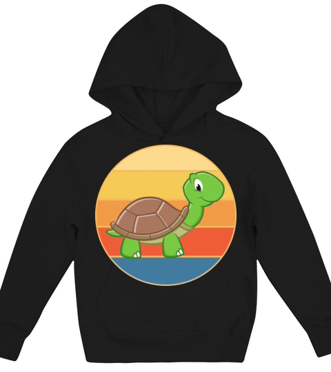 Cute Turtle Vintage Retro Sunset Marine Animal Kids Hoodie
