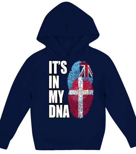 Fijian And Danish Mix Heritage DNA Flag Kids Hoodie