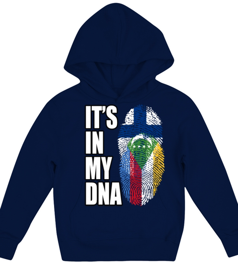 Finland And Comoran Mix Heritage DNA Flag Kids Hoodie