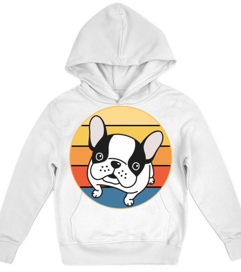 French Bulldog Dog Breed Vintage Retro Sunset Kids Hoodie