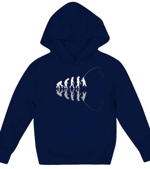 Human Evolution Fly Fishing Fisherman Fisher Rod Kids Hoodie