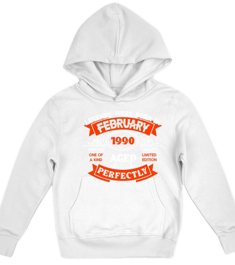 Legends Were Born In February 1990 Birthday Kids Hoodie