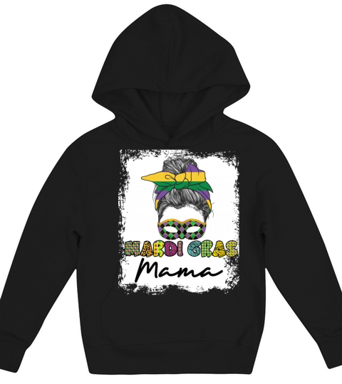 Mardi Gras Mama Costume Messy Bun Hair Carnival Kids Hoodie