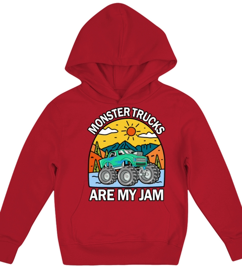 Monster Trucks Are My Jam Vintage Retro Kids Hoodie