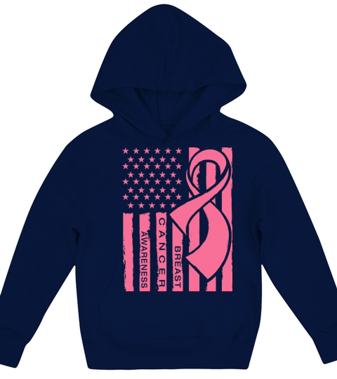 Pink ribbon american flag breast cancer awareness Kids Hoodie