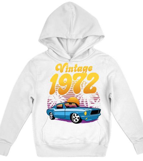 Retro Sunset With Car Vintage 50th Birthday Kids Hoodie