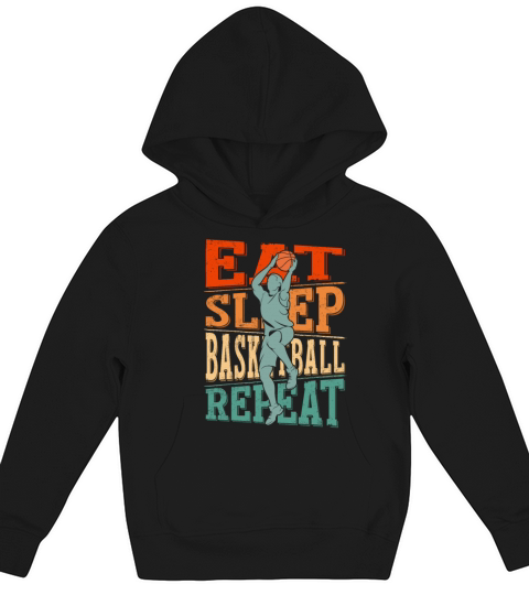 Vintage Eat Sleep Basketball Repeat Kids Hoodie