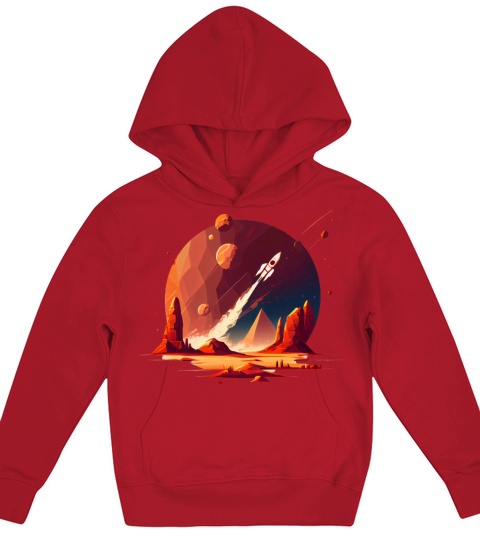 Vintage Space Science Mars Fiction Geek Solar Kids Hoodie