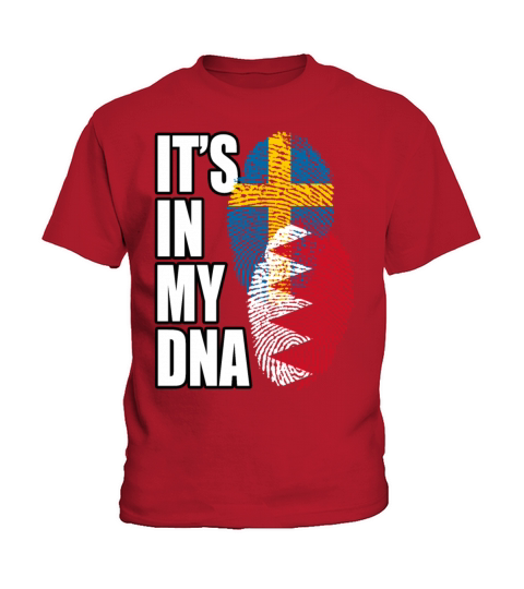 Bahraini And Swedish Mix Heritage DNA Flag Kids T-Shirt