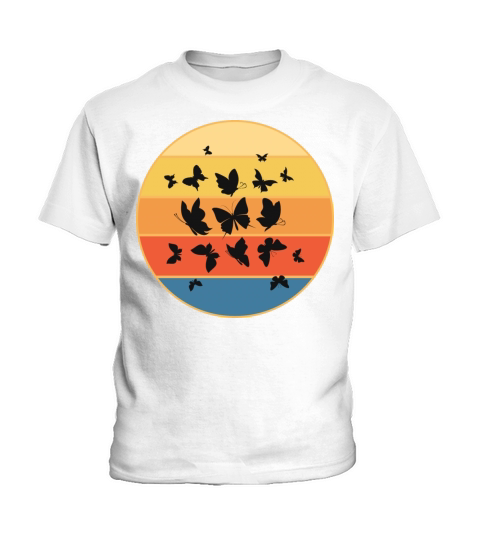 Cute Butterfly Retro Sunset Vintage Animal Insect Kids T-Shirt