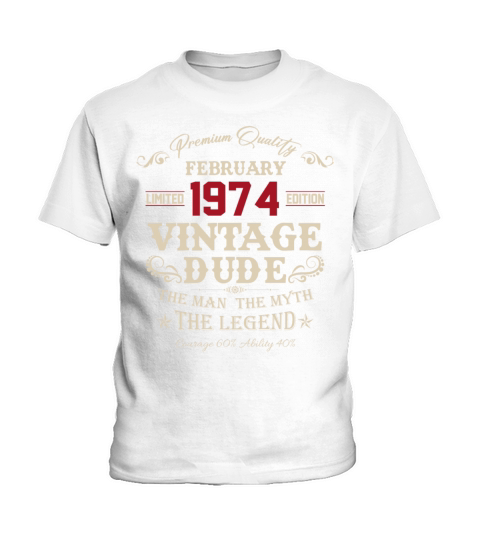 February 1974 Vintage Birthday Present Kids T-Shirt