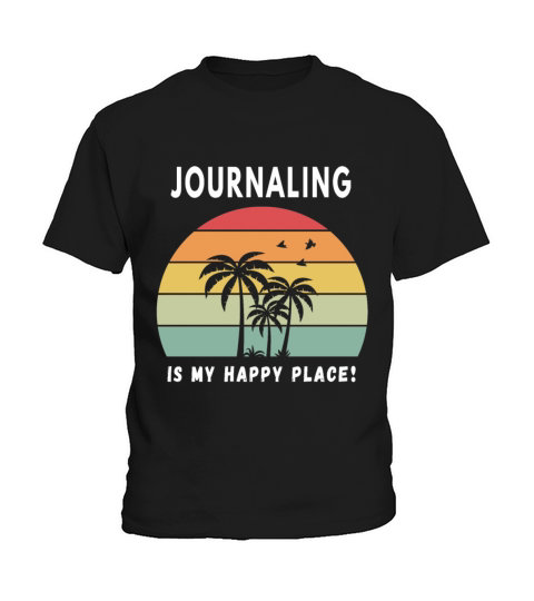 Journaling Is My Happy Place Vintage Retro Sunset Kids T-Shirt