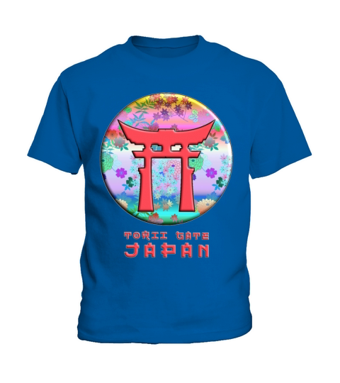 Torii Gate Shinto Japan Asian Floral Pattern Kids T-Shirt