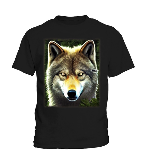Wolf artwork design predator face imprint Kids T-Shirt