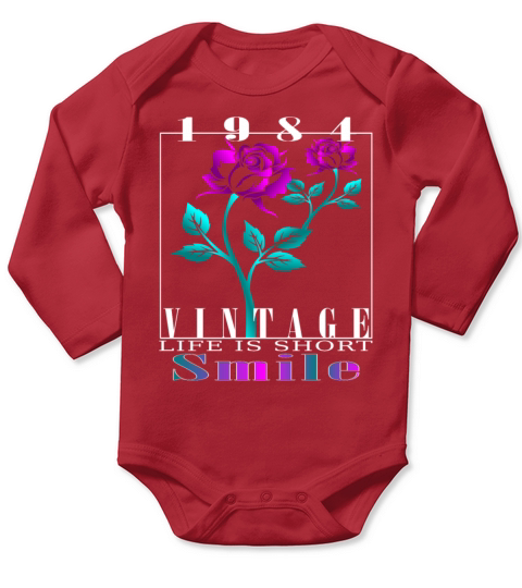 1984 Born Vintage Rose Gift Long Sleeve Baby One-Piece