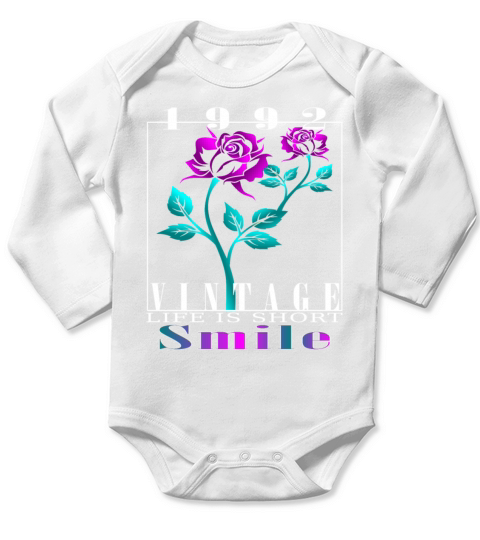 1992 Born Vintage Rose Gift Long Sleeve Baby One-Piece