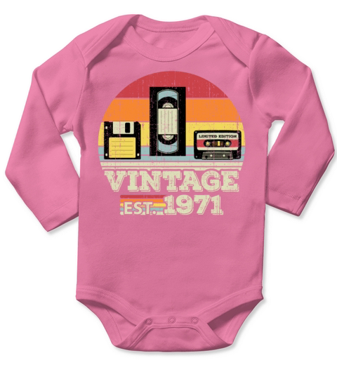 52 Year Old Vintage 1971 52nd Birthday Gift Long Sleeve Baby One-Piece