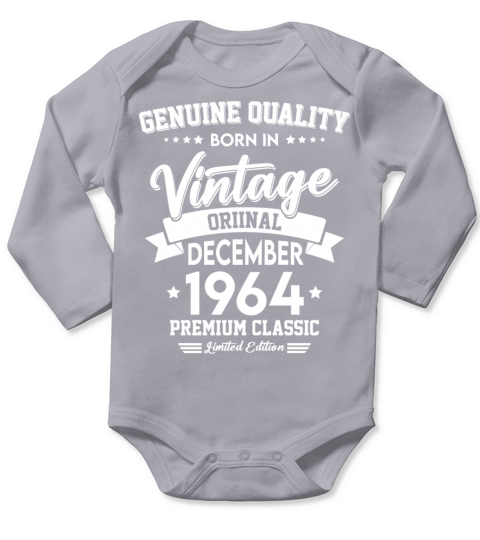Born In December 1964 Original Vintage Long Sleeve Baby One-Piece