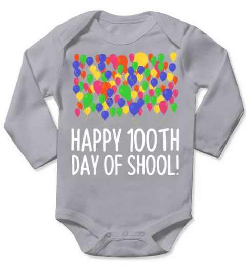 Count them 100 Balloons 100th Day of School Teache Long Sleeve Baby One-Piece