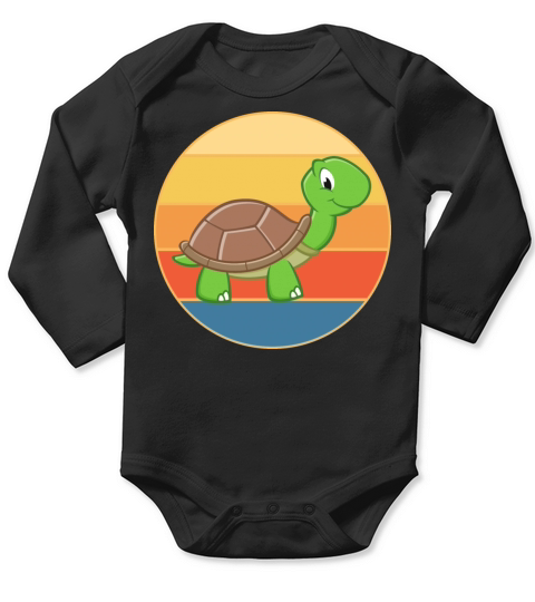 Cute Turtle Vintage Retro Sunset Marine Animal Long Sleeve Baby One-Piece