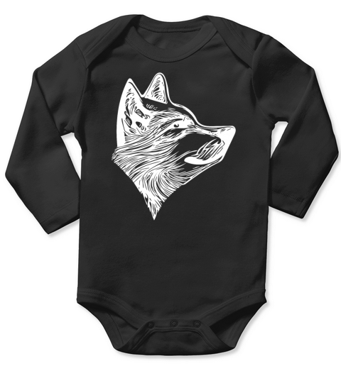 Elegant Vintage Wolf Portrait Long Sleeve Baby One-Piece