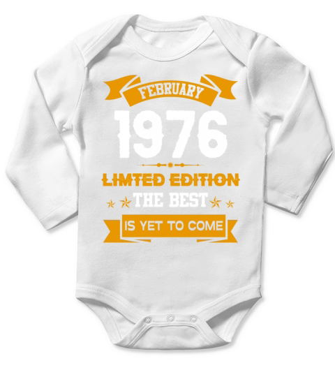 February 1976 Birthday Surprise Long Sleeve Baby One-Piece