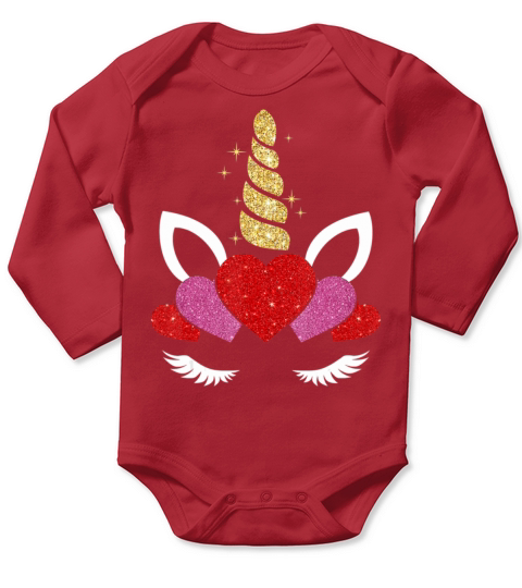 Heart Valentines Day for Women Girls Unicorn2079 Long Sleeve Baby One-Piece