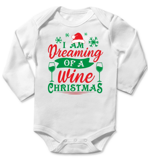I Am Dreaming Of A Wine Christmas Long Sleeve Baby One-Piece