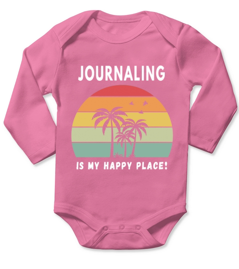 Journaling Is My Happy Place Vintage Retro Sunset Long Sleeve Baby One-Piece