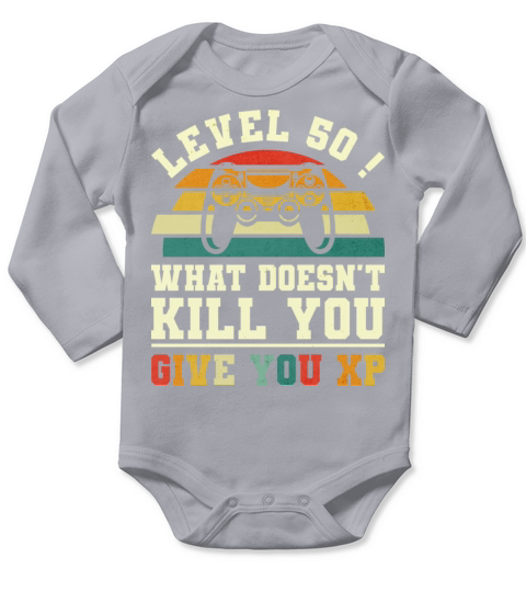 Level 50 Xp 1972 50th Birthday Gamer Long Sleeve Baby One-Piece