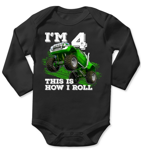 monster truck shirt toddler 4 year old Long Sleeve Baby One-Piece