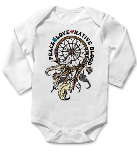 Native American Heritage Month Peace Love Native Long Sleeve Baby One-Piece