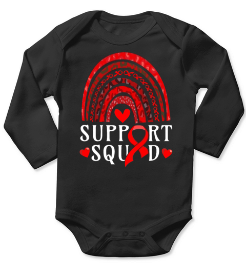 Rainbow Red Ribbon Heart Disease Long Sleeve Baby One-Piece