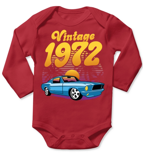 Retro Sunset With Car Vintage 50th Birthday Long Sleeve Baby One-Piece