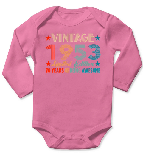 Vintage 1953 Limited Edition 70 Years Old Birthday Long Sleeve Baby One-Piece