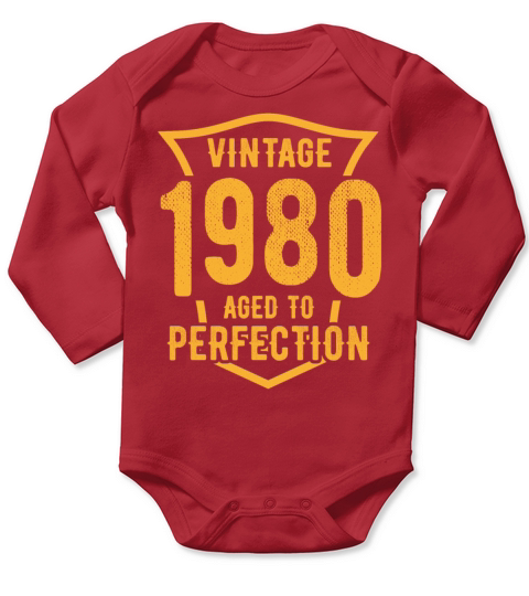 Vintage 1980 Aged To Perfection 43rd Birthday Long Sleeve Baby One-Piece