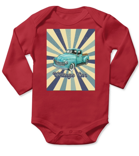 Vintage Car Long Sleeve Baby One-Piece