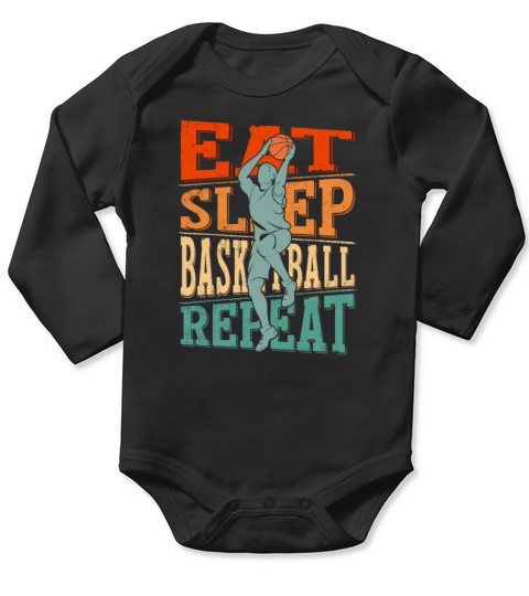 Vintage Eat Sleep Basketball Repeat Long Sleeve Baby One-Piece