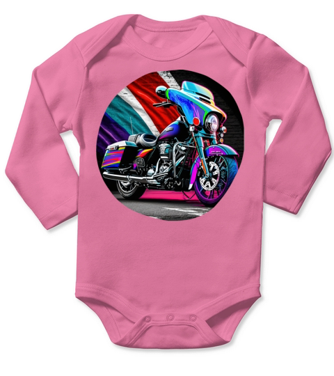 Vintage Motorcycle Biker With France Flag Long Sleeve Baby One-Piece